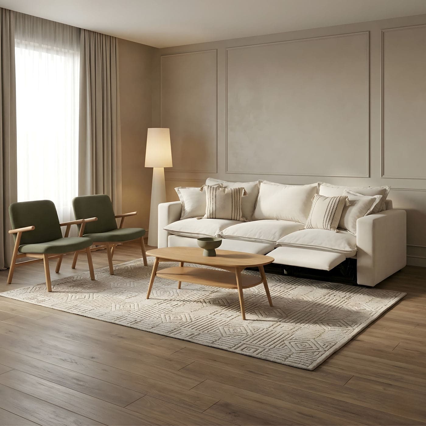 شيزلونج - أبيض مغسول كتان THR-0284 2