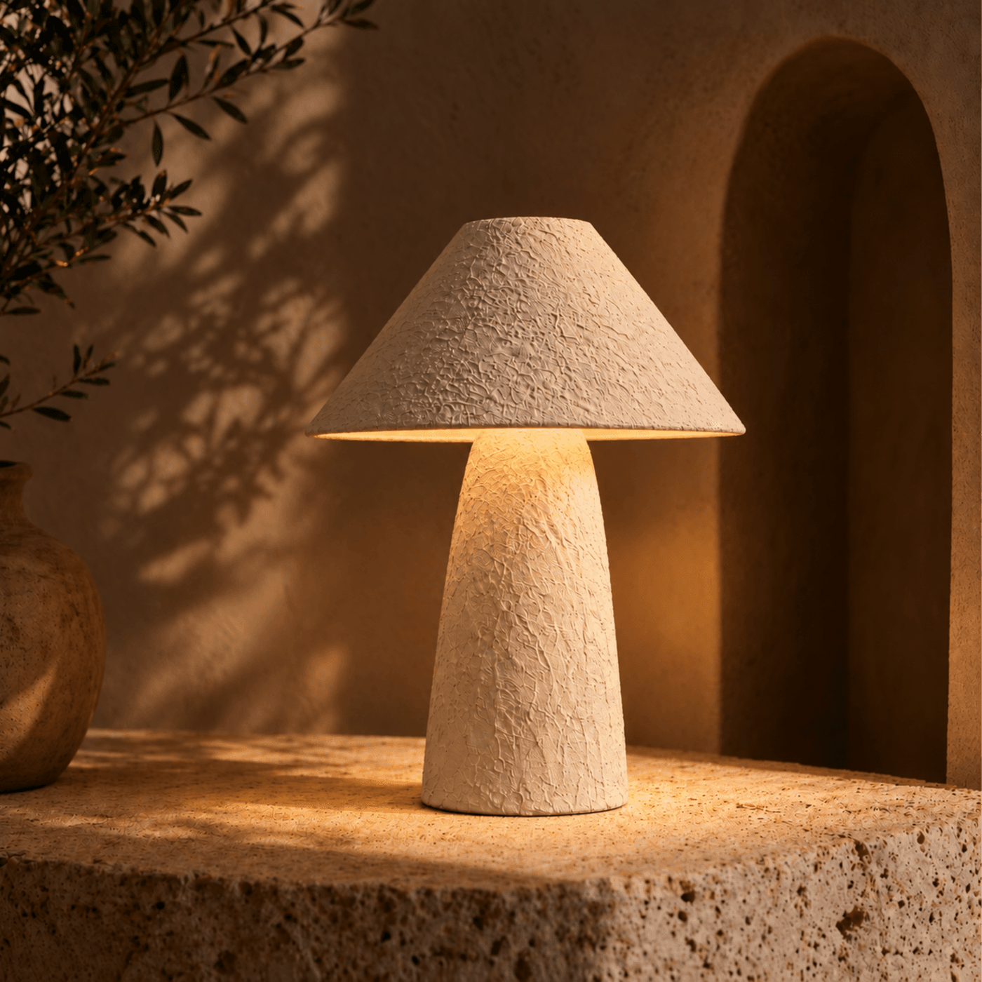 أباجورة ترابيزة - أبيض مغسول كتان THR-0484 2