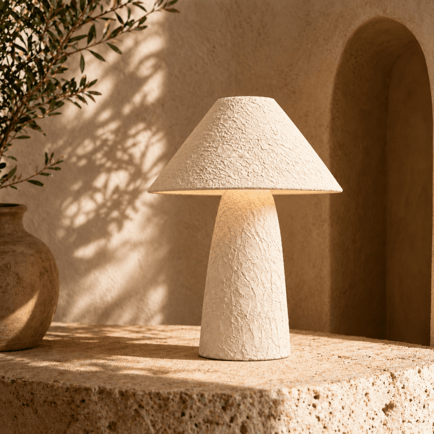أباجورة ترابيزة - أبيض مغسول كتان THR-0484 3