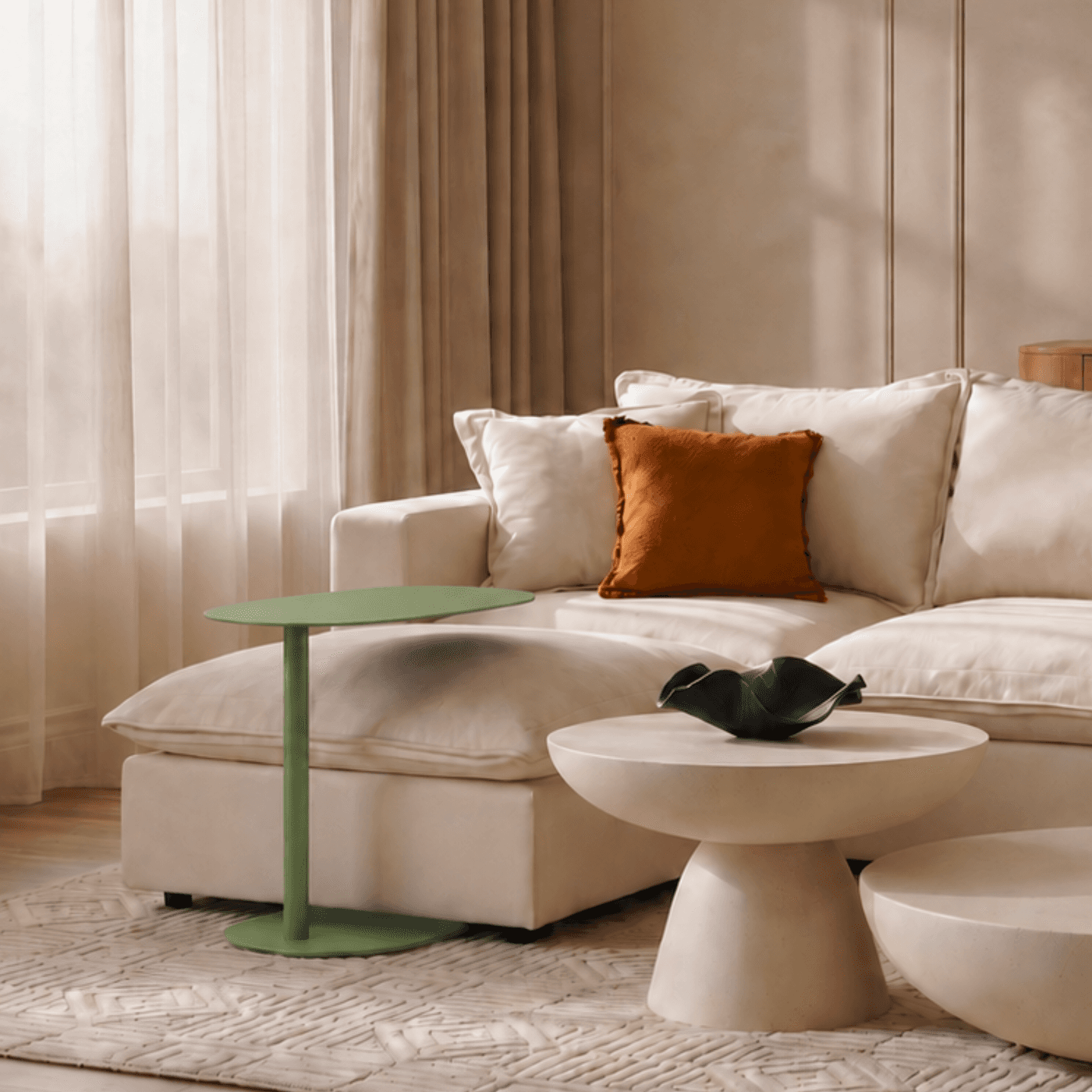 طاولة جانبية - أبيض مغسول كتان THR-0124 3
