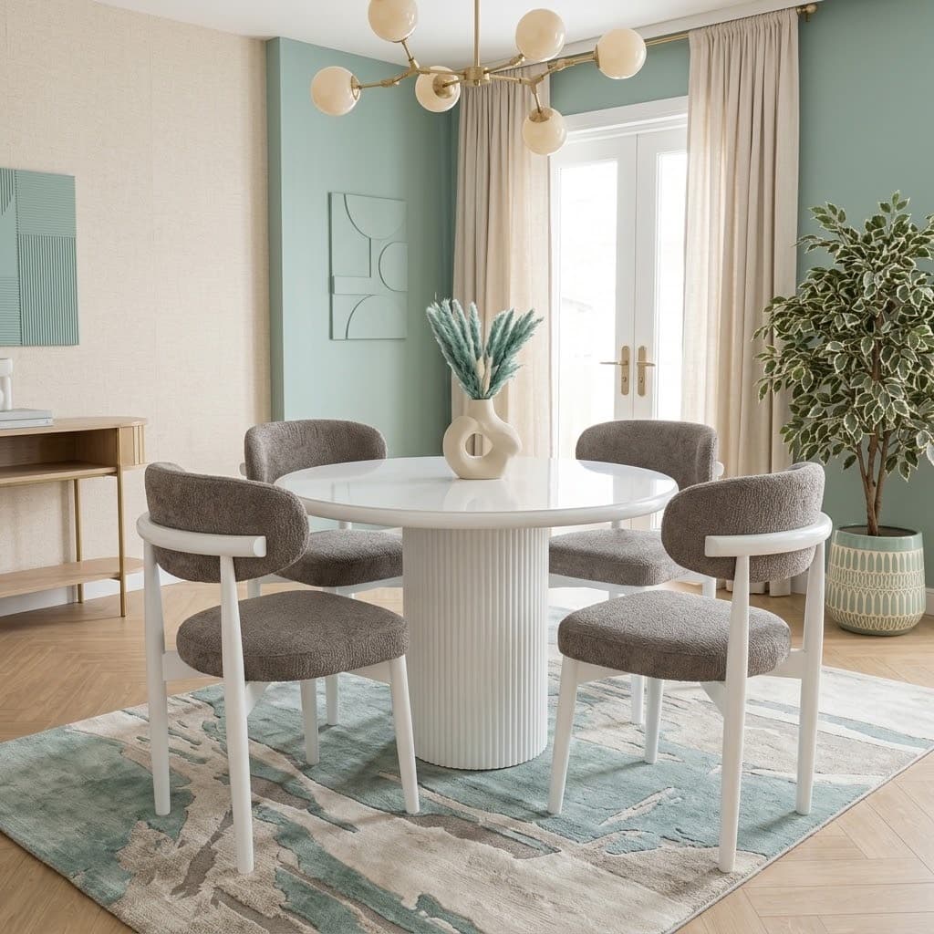 Dining Table - 6 Pieces - THR-HFB71 — 130 × 125 × 75 cm | ثاندر Thunder